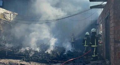 Palet üretim tesisinde korkutan yangın: 1 kişi dumandan etkilendi