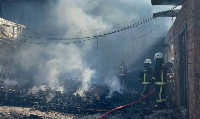 Palet üretim tesisinde korkutan yangın: 1 kişi dumandan etkilendi