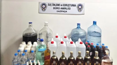 Gazipaşa polisinden kaçak ve sahte alkol operasyonu