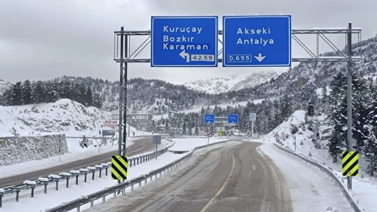 Antalya - Konya Karayolunda kar yağışı etkili oldu